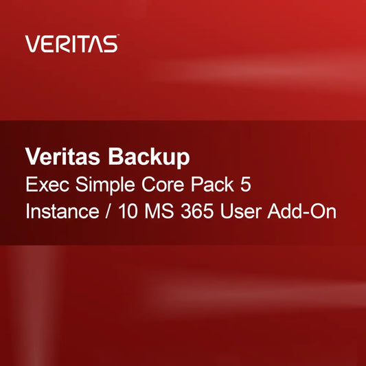 Veritas Backup Exec Simple Core Pack 5 Instantie / 10 MS 365 Gebruiker Add-On